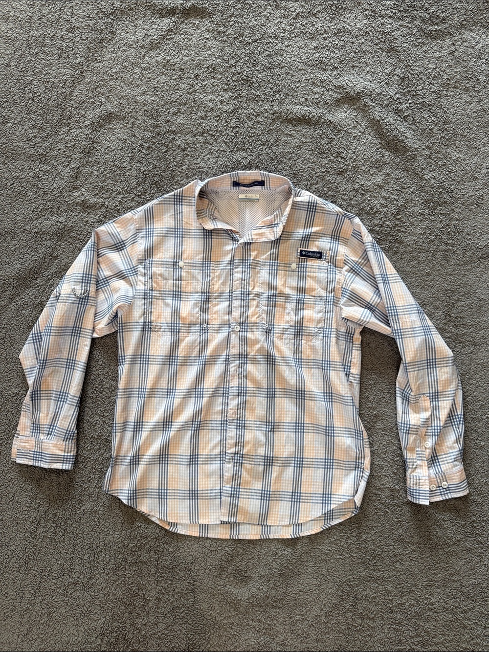 Columbia PFG Men's Long-Sleeve Plaid Button-Down Shirt - White & Blue